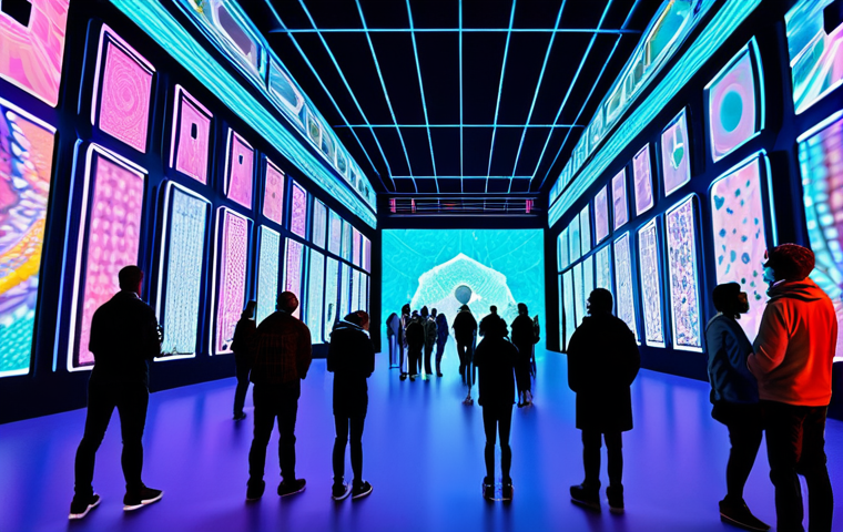 A diverse group of fully clothed avatars, representing various age ranges in a family-friendly manner, engaging in collaborative digital art creation on large, luminous walls within a vibrant, futuristic metaverse festival environment. The avatars are adorned in modest, trendy, and appropriate attire, perfectly suited for a virtual event. Dynamic, colorful lighting illuminates the scene, highlighting intricate digital installations. The overall atmosphere is energetic and collaborative, emphasizing community building. Perfect anatomy, correct proportions, natural poses, well-formed hands, proper finger count, natural body proportions. High-resolution, professional photography, ultra-detailed, safe for work, appropriate content, fully clothed, family-friendly.
