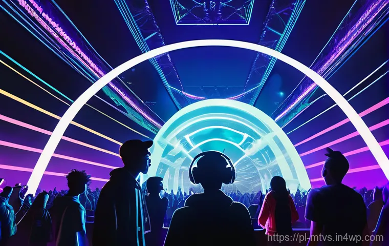 메타버스 페스티벌의 주요 이슈 - **Vibrant Metaverse Music Festival with Interactive Avatars and Dynamic Visuals:**
    A wide shot o...