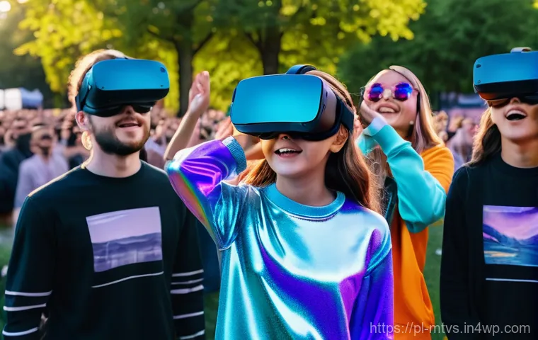 메타버스 페스티벌의 주요 이슈 - **Vibrant Metaverse Music Festival with Interactive Avatars and Dynamic Visuals:**
    A wide shot o...