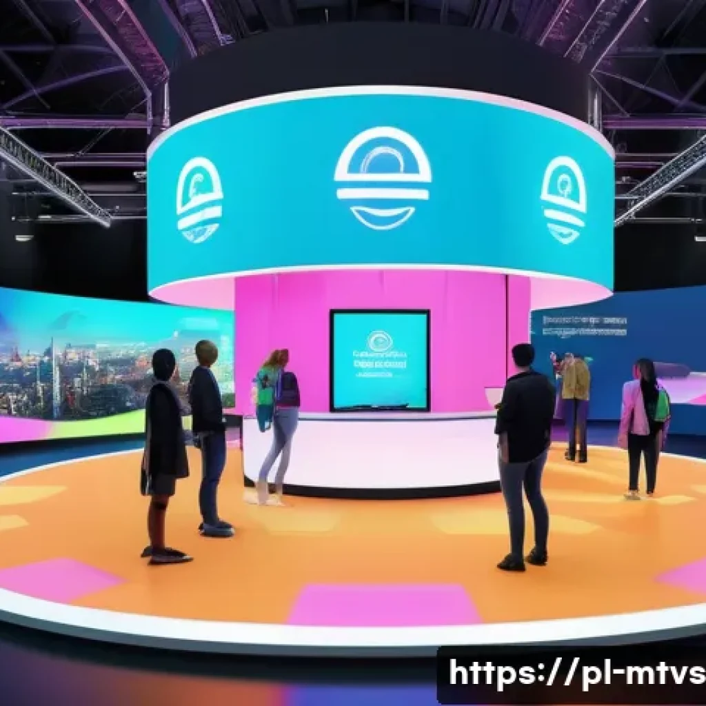 메타버스 페스티벌에서의 스폰서 혜택 비교 - A vibrant virtual festival scene set in a futuristic metaverse environment, showcasing a medium-tier...