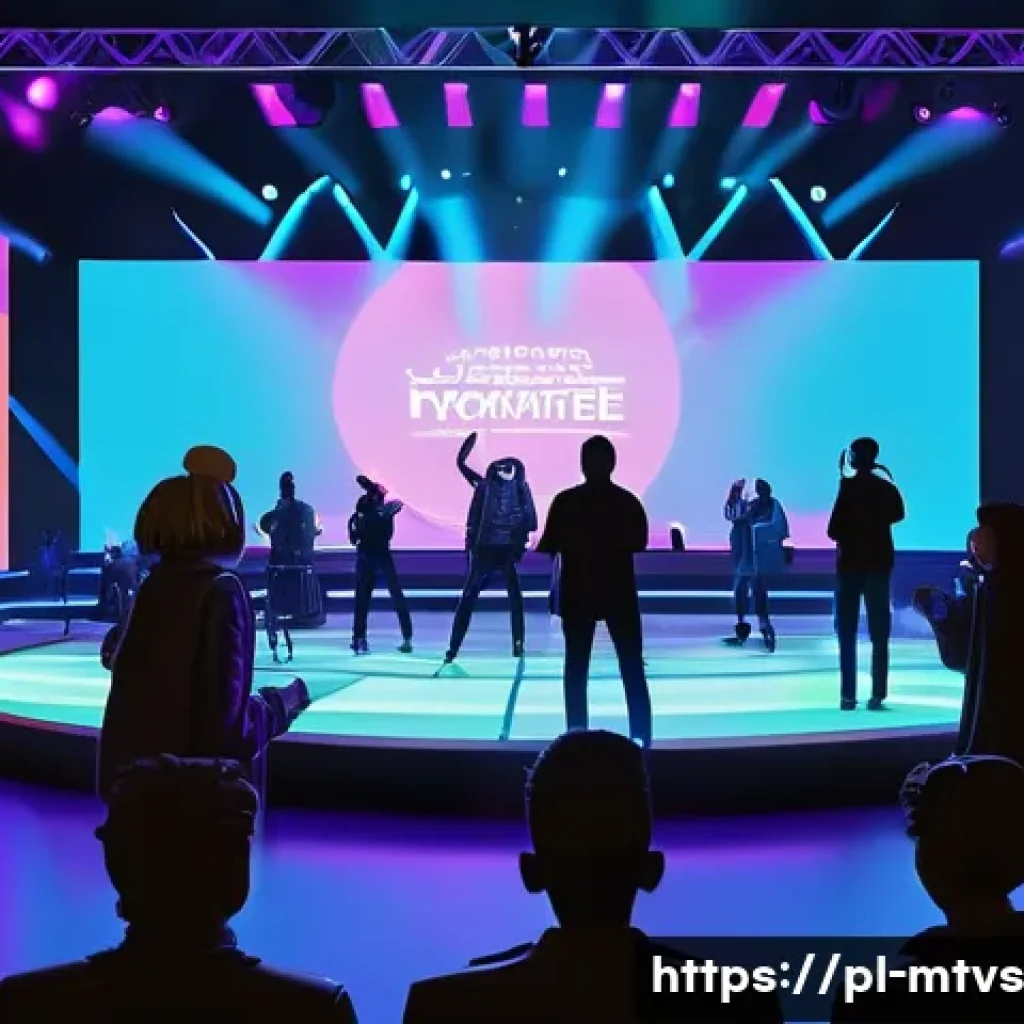 메타버스 페스티벌을 위한 마케팅 캠페인 사례 - A vibrant virtual concert scene in a metaverse environment featuring a diverse crowd of avatars dres...