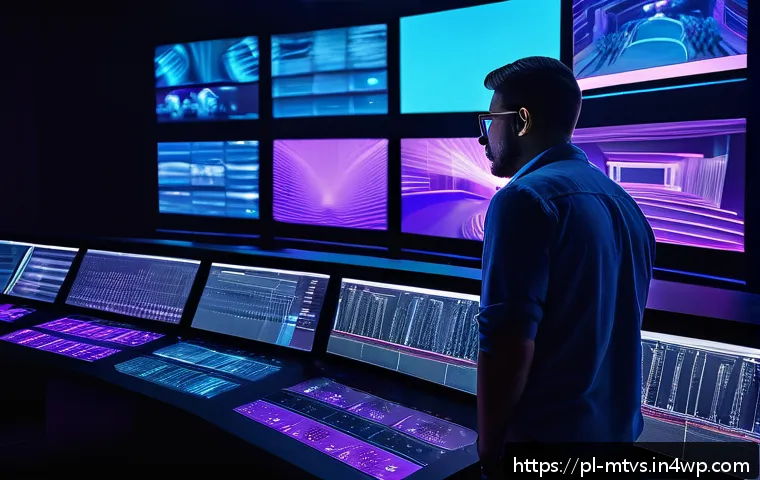 가상 현실 페스티벌의 경제적 영향력 - A dynamic virtual festival control room with diverse technicians in casual attire operating advanced...