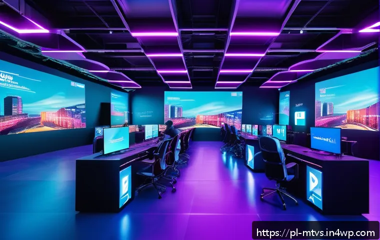 메타버스 페스티벌 일정 및 장소 - A bustling Metaverse conference scene set in a modern Warsaw convention center, featuring diverse pr...