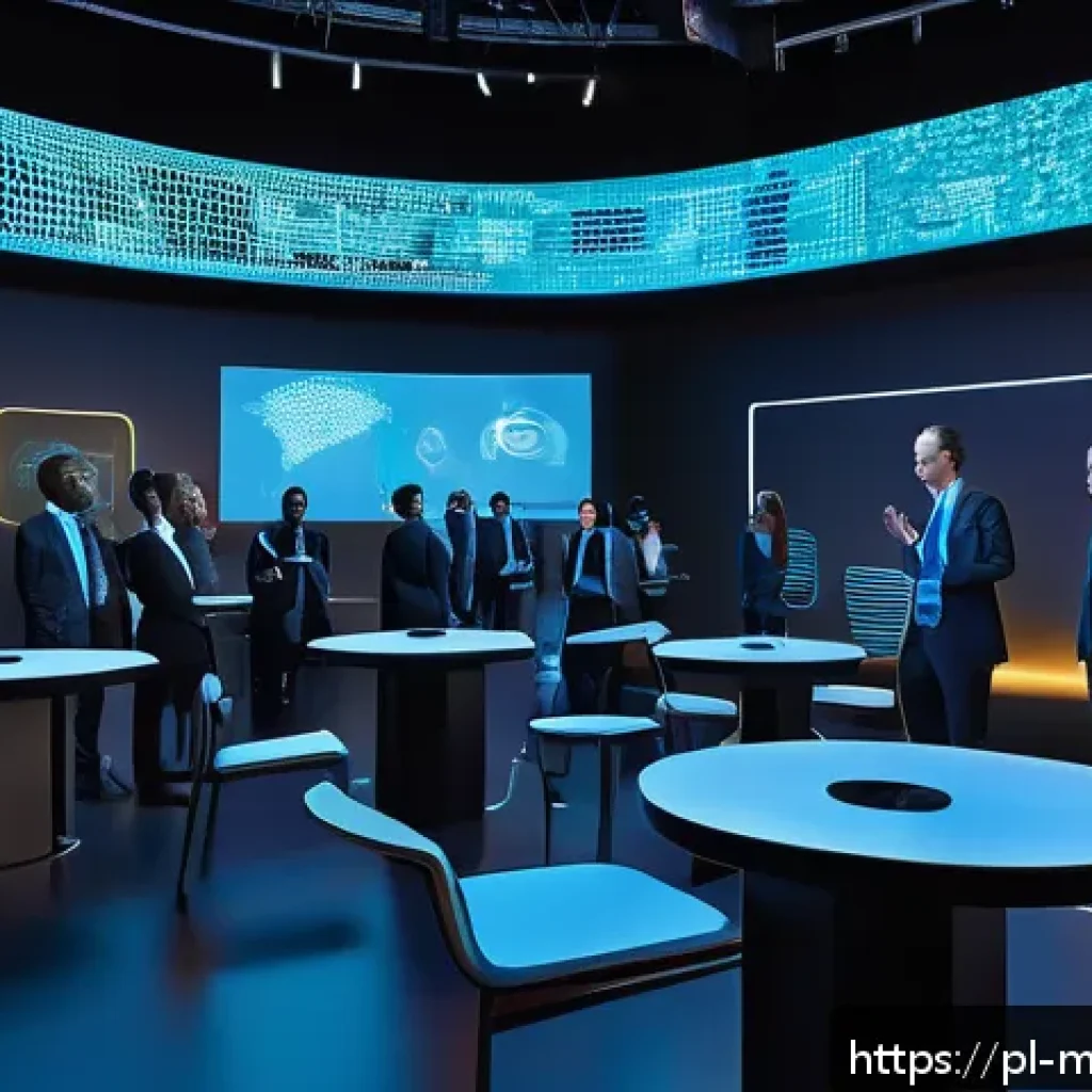 메타버스 페스티벌에서의 네트워킹 전략 - A vibrant virtual networking event in the metaverse, showcasing diverse professional avatars engaged...