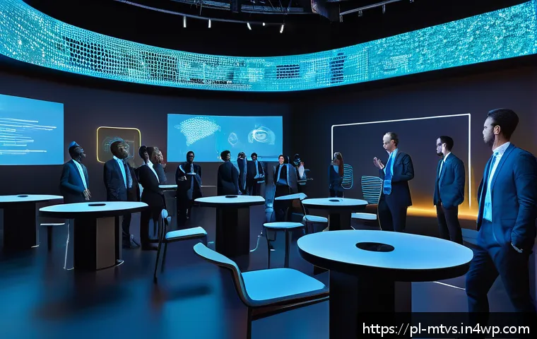 메타버스 페스티벌에서의 네트워킹 전략 - A vibrant virtual networking event in the metaverse, showcasing diverse professional avatars engaged...