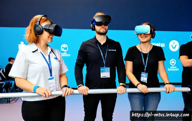 Home 17 메타버스 페스티벌에서의 안전한 경험 - Photorealistic scene of a safe metaverse festival experience in Warsaw, Poland: a diverse group of a...